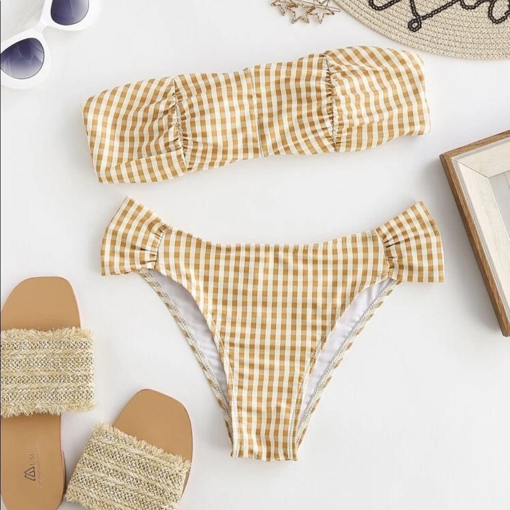Yellow plaid bikini
